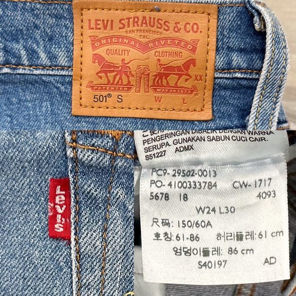 Levi's Premium 501 Distressed Skinny Jeans in Post Modern Blues Women's Size 24 - Picture 4 of 10